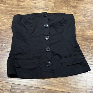Black tangents button down strapless top
